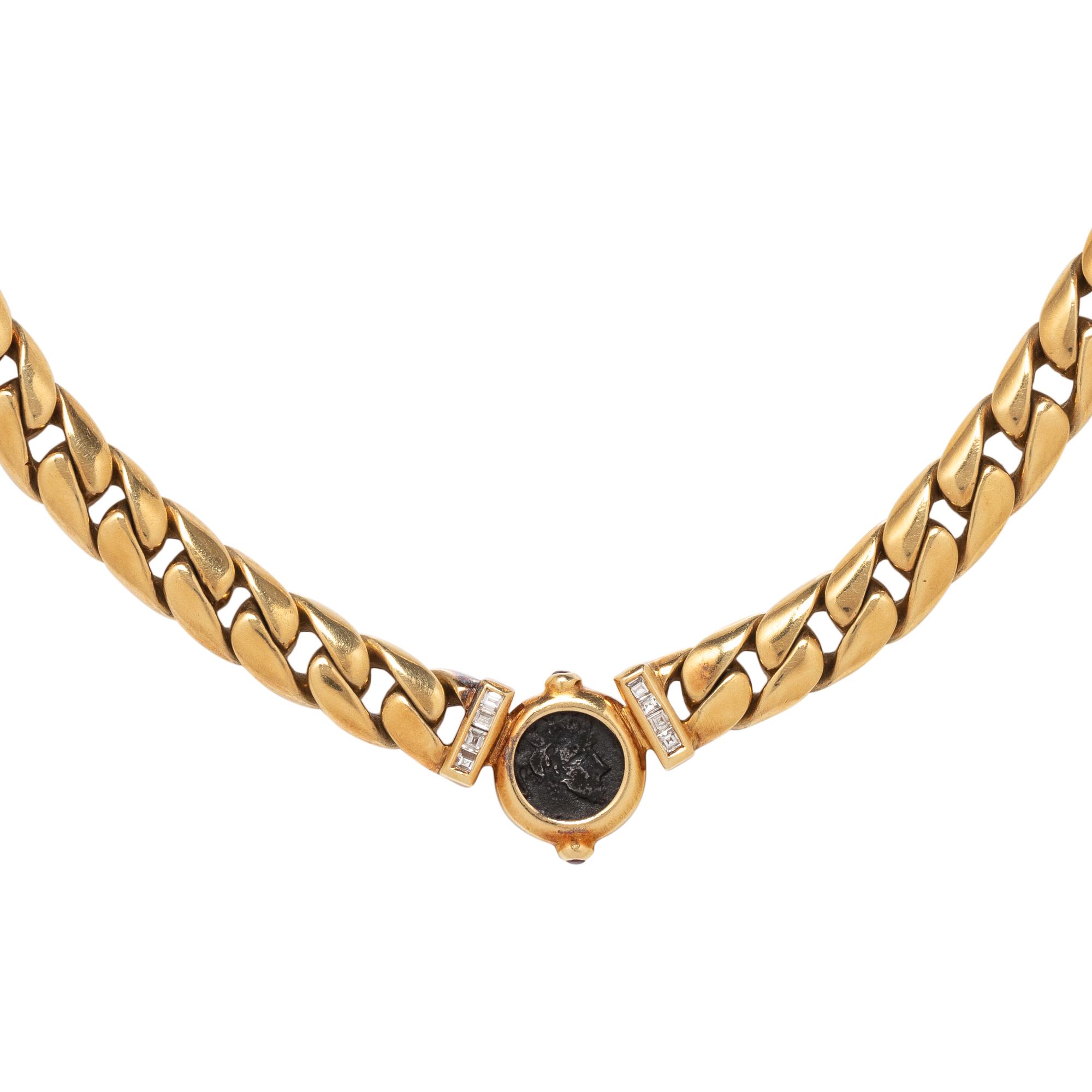 BULGARI, YELLOW GOLD, COIN AND DIAMOND 'MONETE' NECKLACE