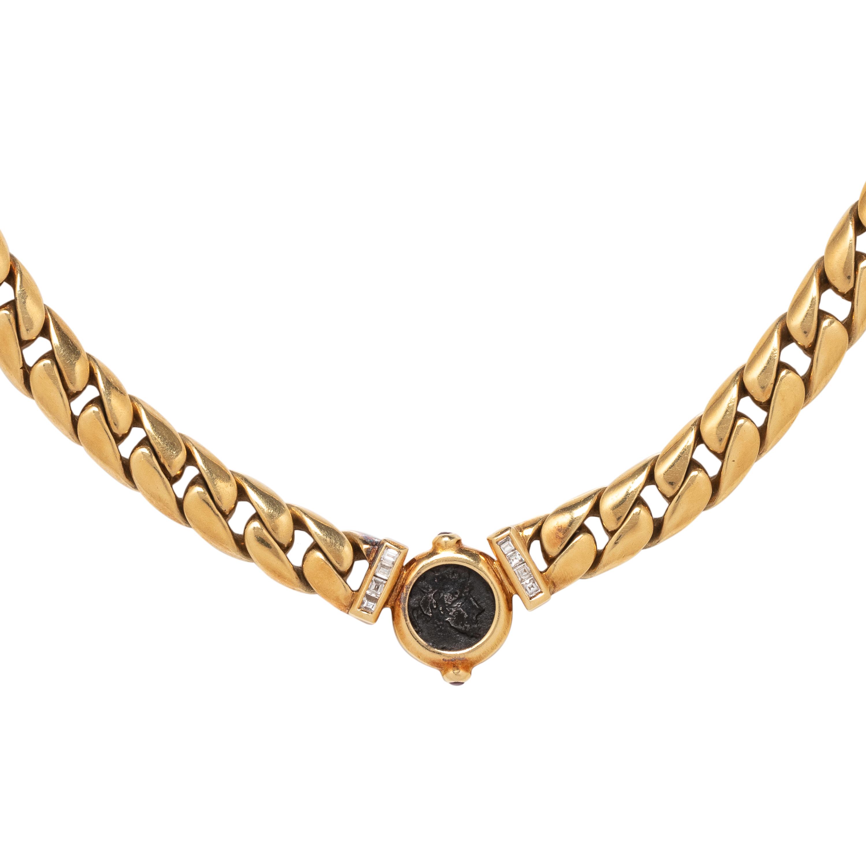 BULGARI, YELLOW GOLD, COIN AND DIAMOND 'MONETE' NECKLACE
