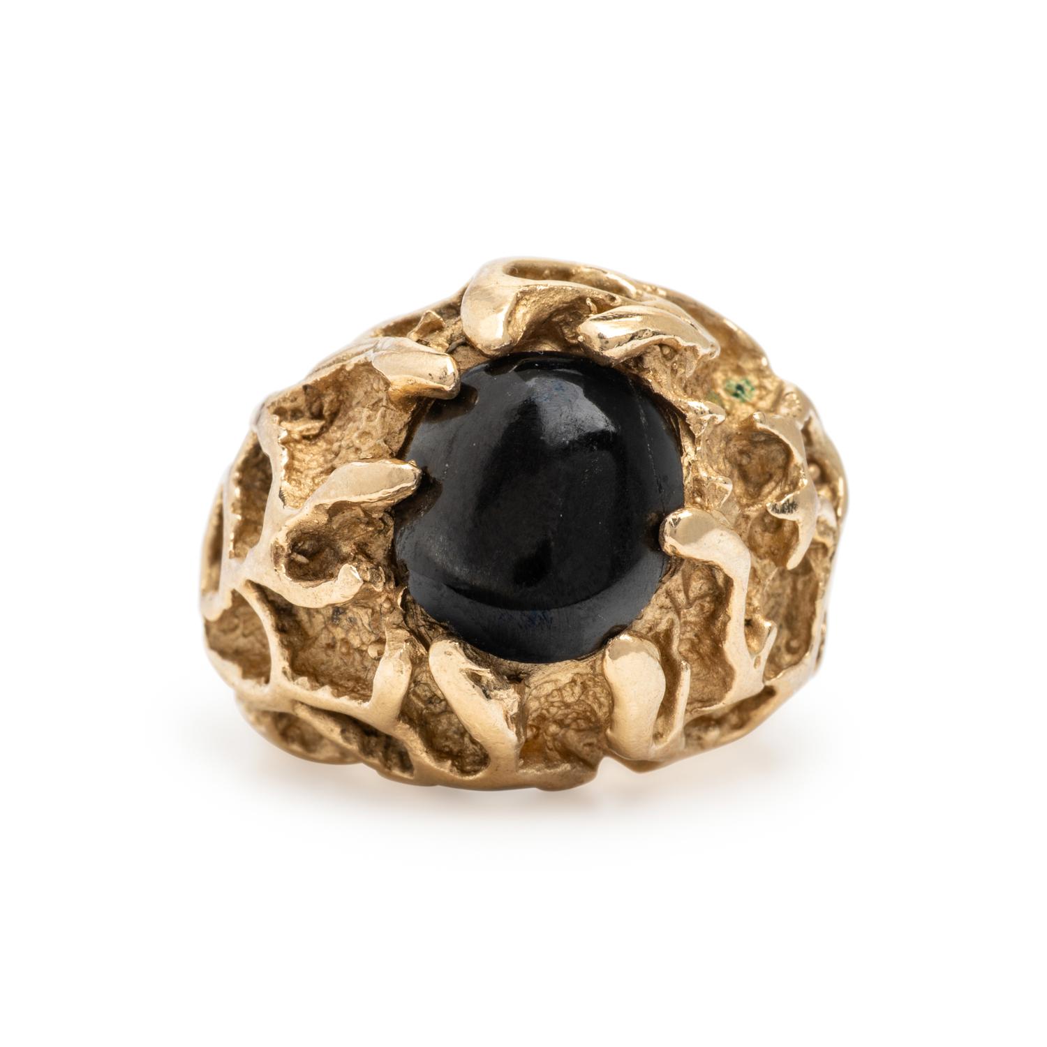 Yellow Gold and Star Diopside Ring