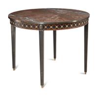 A Swedish Neoclassical Style Brass Mounted Marble-Top Table