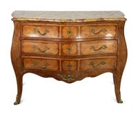 A Louis XV Style Gilt Bronze Mounted Various Woods Commode