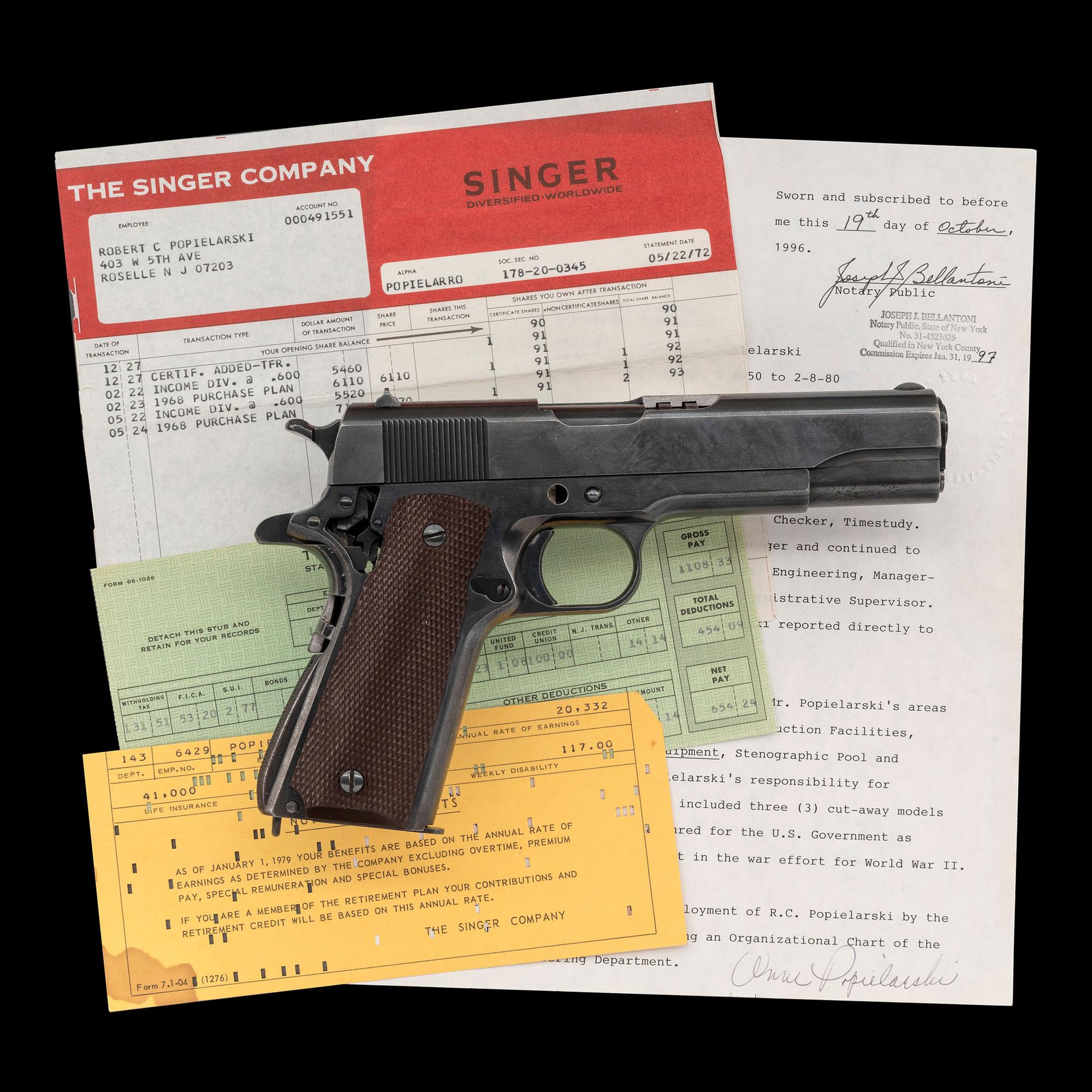 ** Singer U.S. Model 1911A1 Cutaway Prototype with Provenance