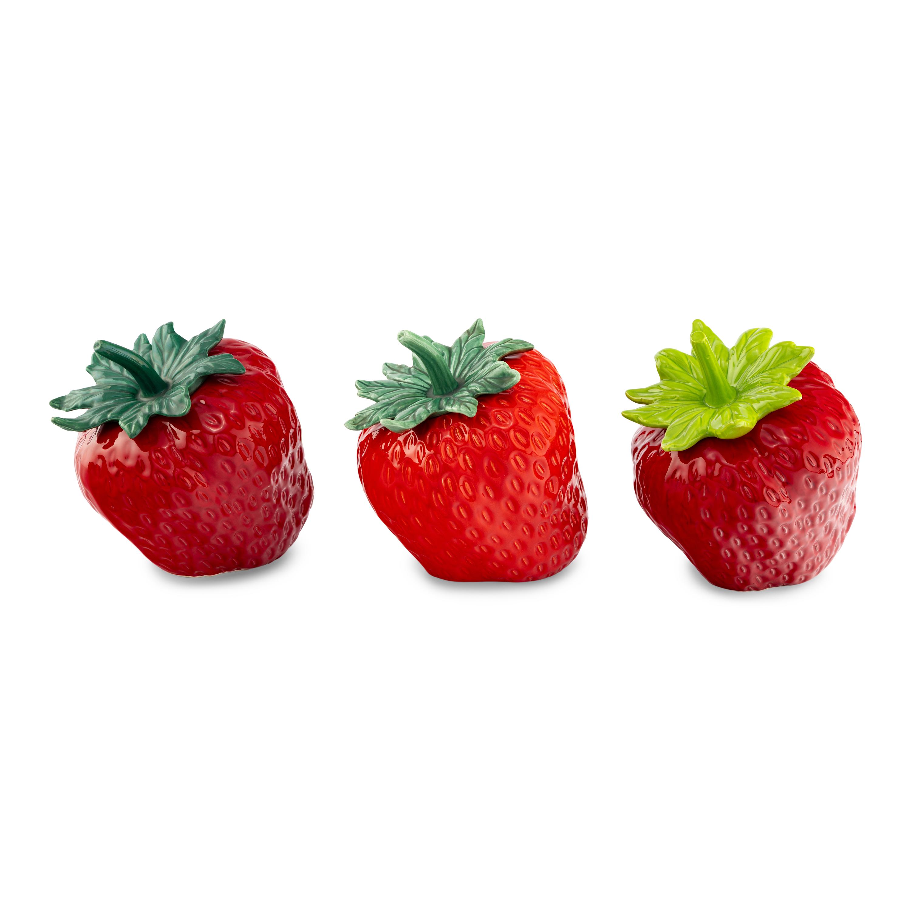 Three Ceramic Strawberry-Form Cookie Jars