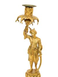 A Pair of Continental Gilt Bronze Candlesticks