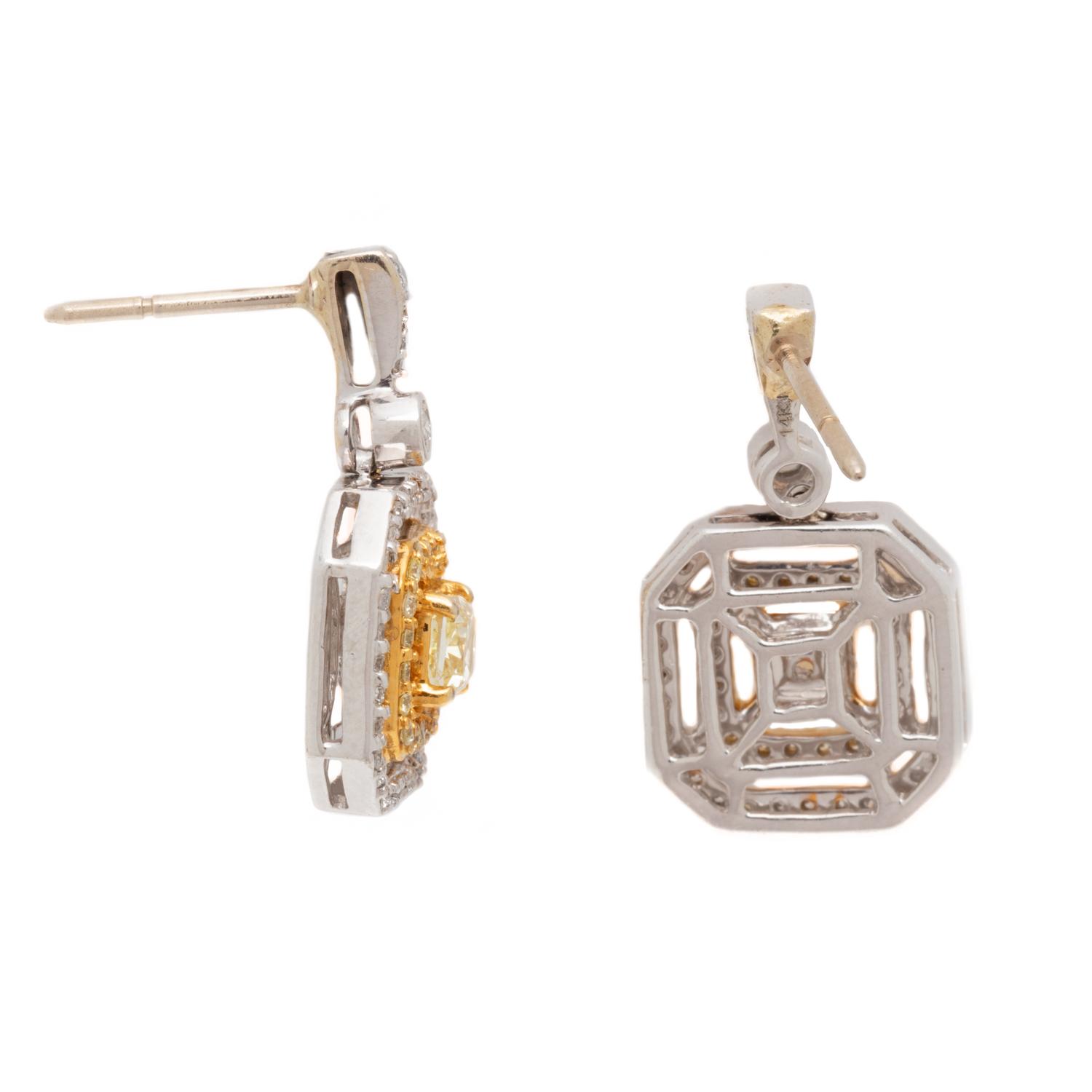 COLORED DIAMOND AND DIAMOND EARRINGS