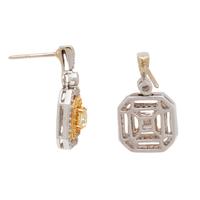 COLORED DIAMOND AND DIAMOND EARRINGS