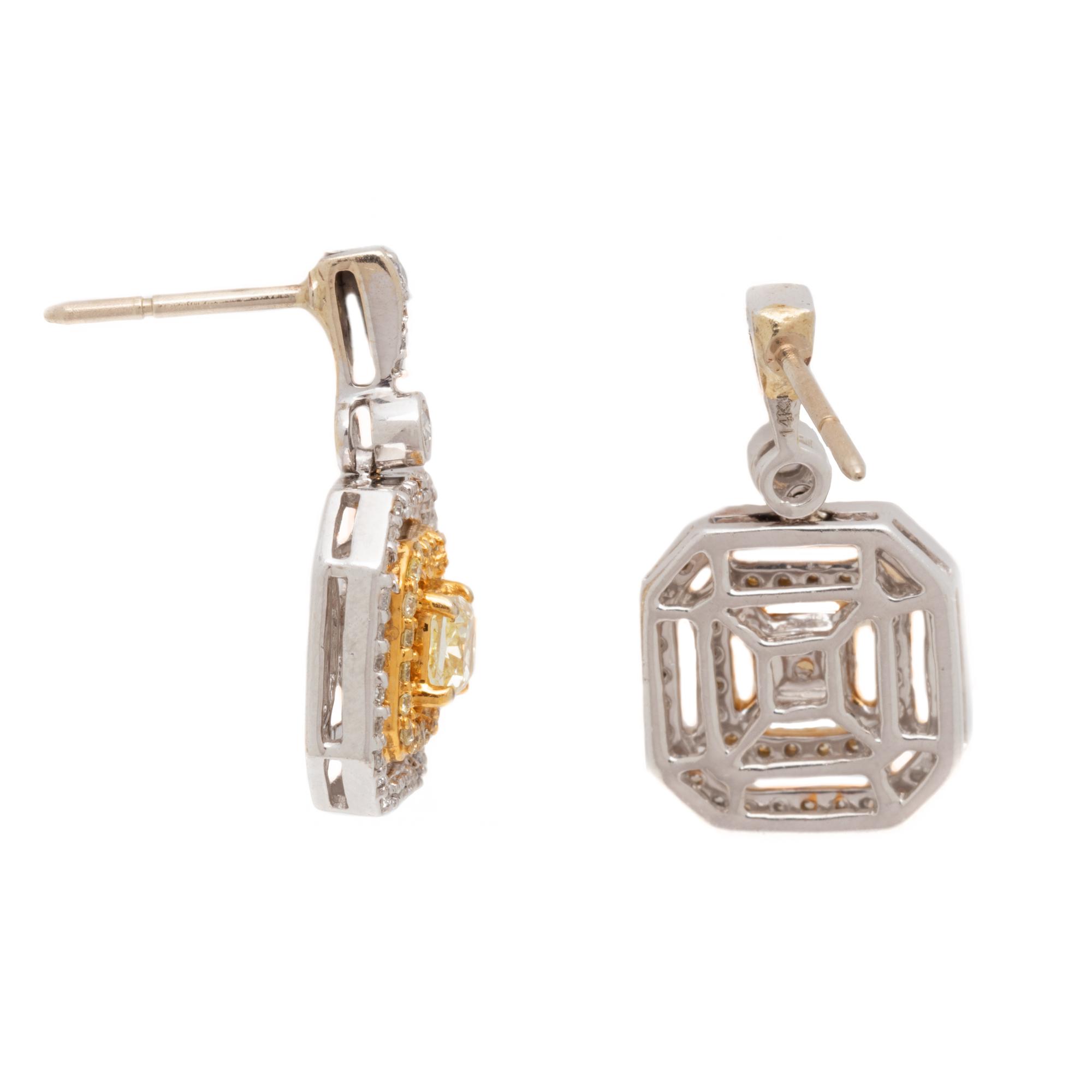 COLORED DIAMOND AND DIAMOND EARRINGS