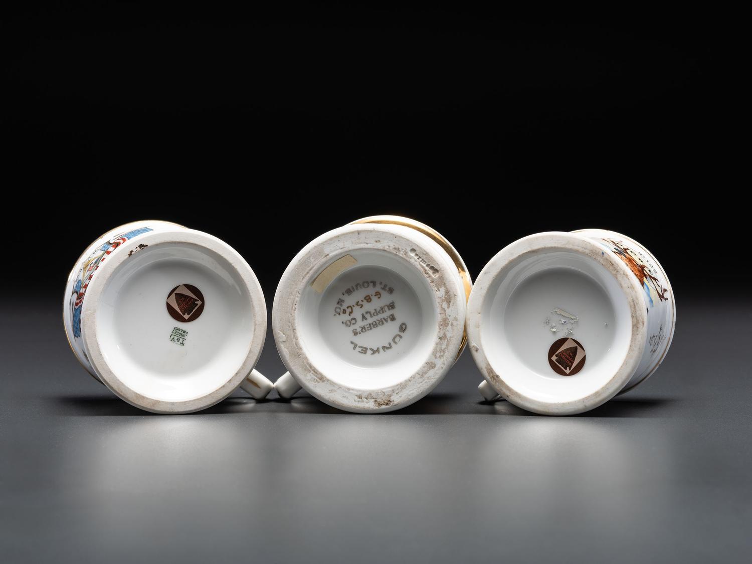 Three Fraternal Porcelain Shaving Mugs