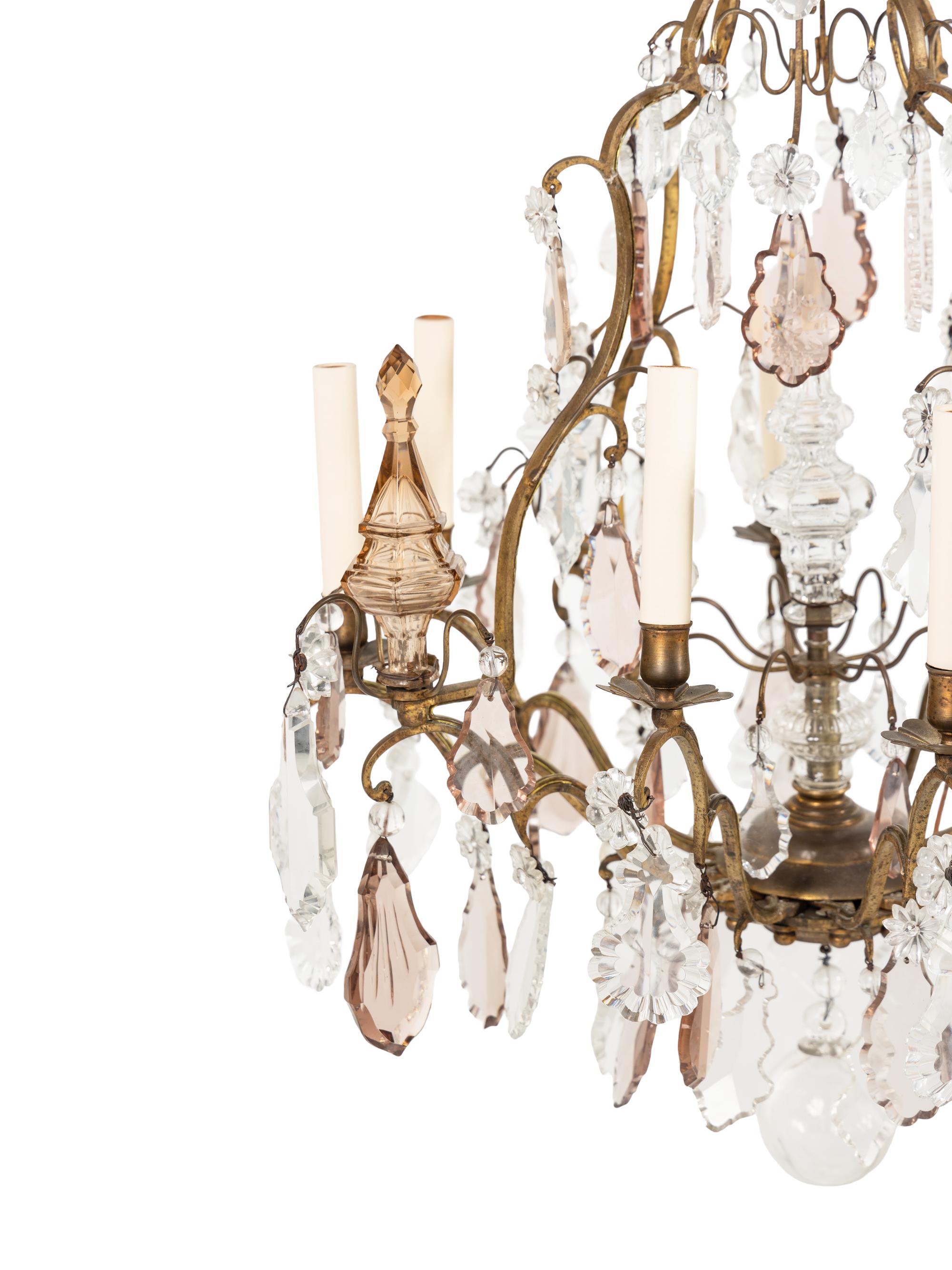 A French Gilt Metal and Cut Glass Eight-Light Chandelier