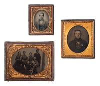 [EARLY PHOTOGRAPHY]. 3 cased images, incl. quarter plate tintype of a young man with several women.