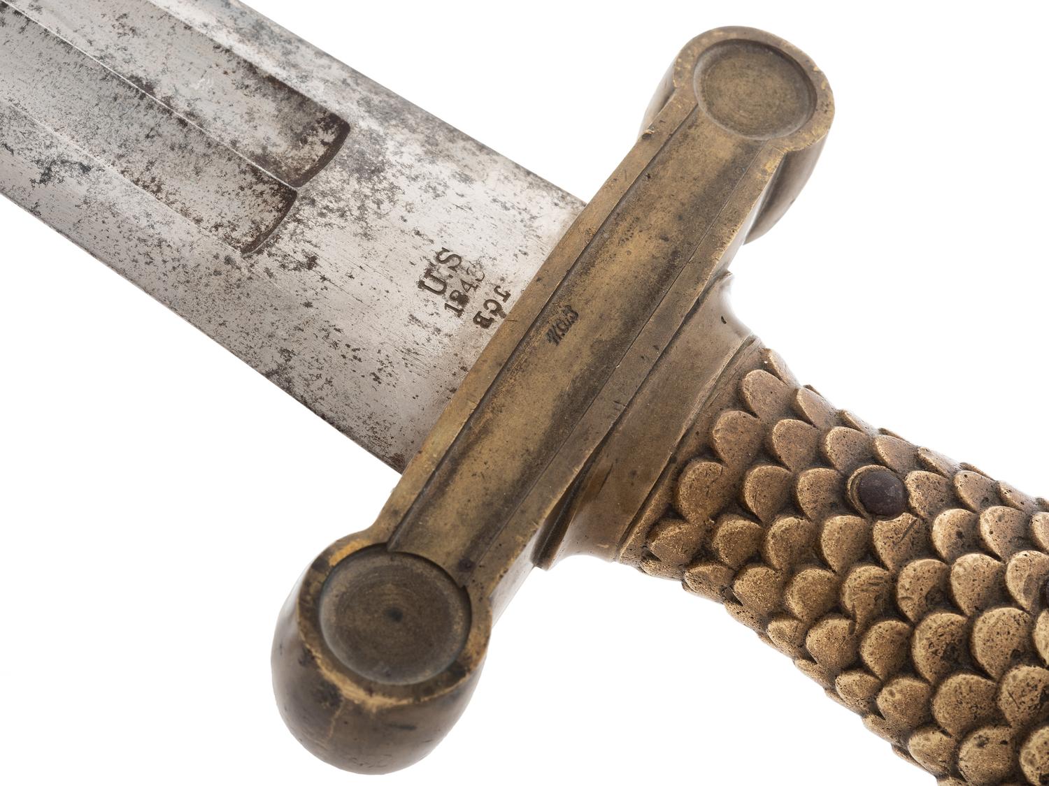 [MILITARIA]. US Model 1832 artillery sword with scabbard. Manufactured by N.P. Ames, Springfield, MA.