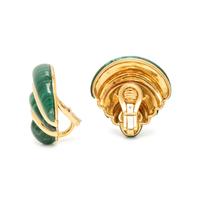 ROBERT ALTMAN, YELLOW GOLD AND MALACHITE AND EAR CLIPS