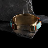 Darryl Edwards (American, 20th century) — 14K Gold and Cobblestone Inlay Cuff Bracelet