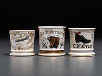 Three Porcelain Occupational Shaving Mugs