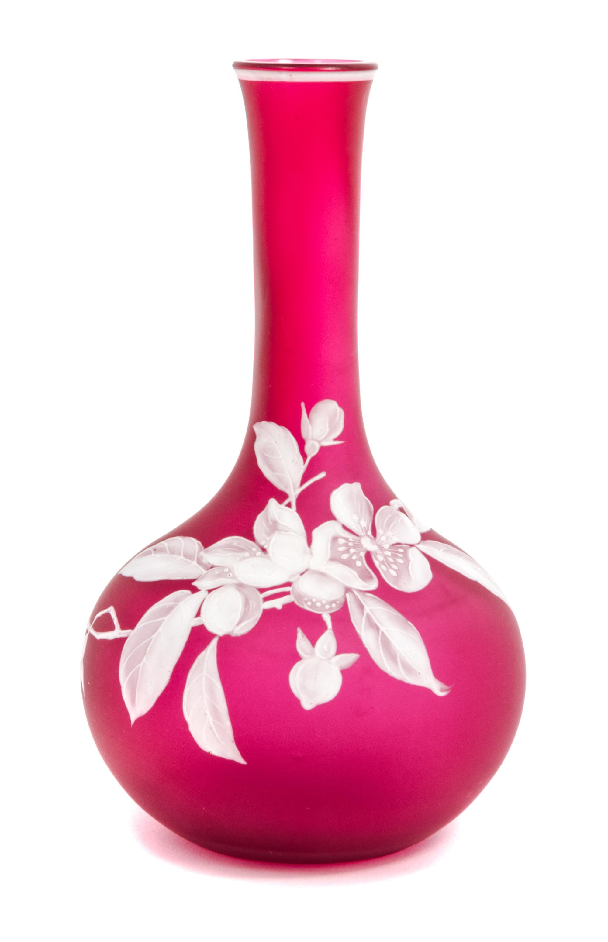 English, LATE 19TH CENTURY, a cameo glass vase, of bottle form with floral decoration