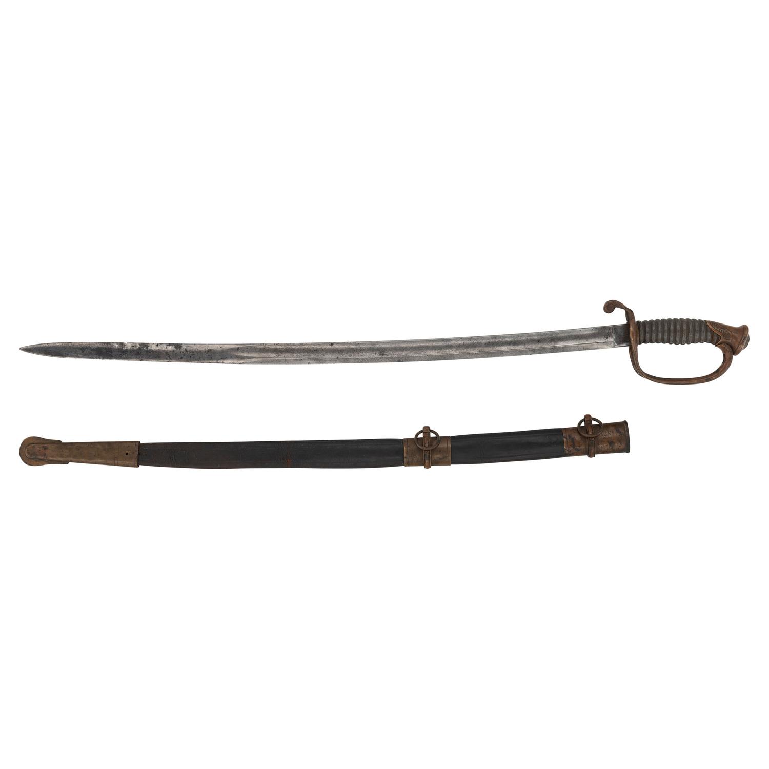 Unmarked 1850 Foot Officers Sword Presented to Lt. Joseph Spaulding, 19th Maine Infantry who Fought near the High Water Mark at Gettysburg