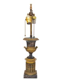 A Continental Gilt-Metal Mounted Urn Form Lamp