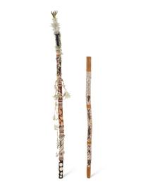 Two Carved and Painted Aboriginal Staffs
