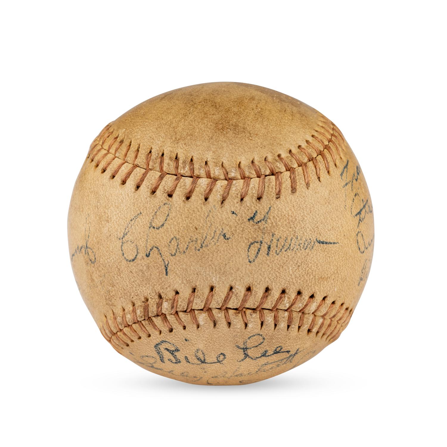 A 1938 Chicago Cubs Team Signed Autograph Baseball Featuring Gabby Hartnett and Charlie Grimm (Beckett Authentication Services Letter of Authenticity)