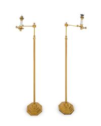 Two Pairs of Brass Adjustable Floor Lamps — 20TH CENTURY