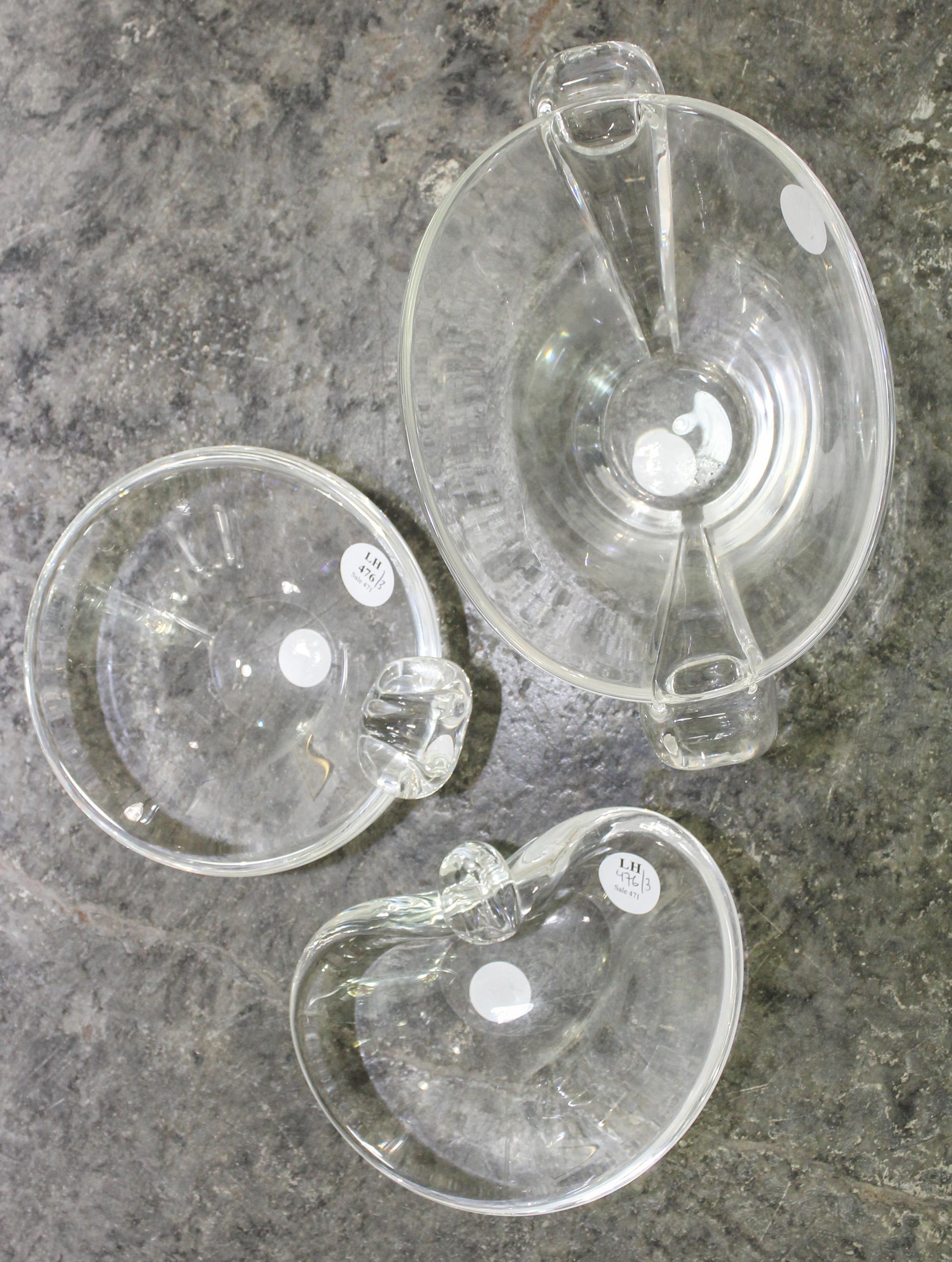 Three Steuben Glass Articles. Width of widest 9 3/4 inches.