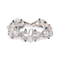 CHRISTOPHER WALLING, CULTURED BIWA PEARL, DIAMOND AND SAPPHIRE BRACELET