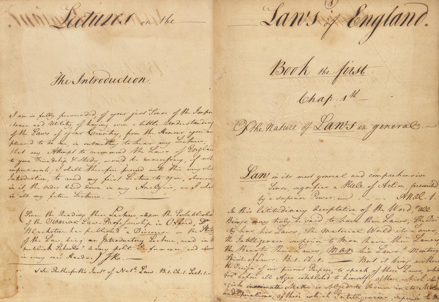 [Blackstone, William] Hammond, John. Contemporary Manuscript Lecture Notes