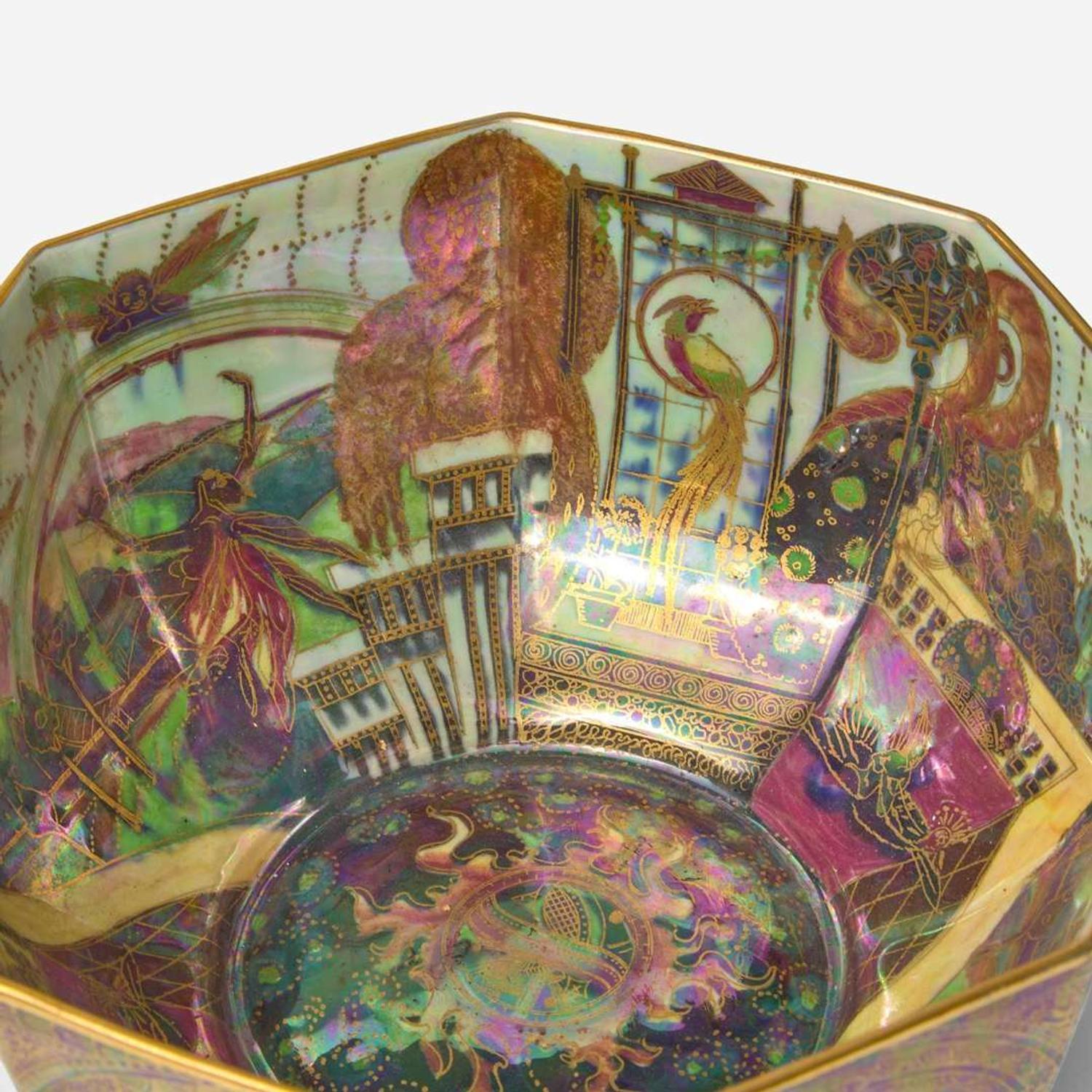 A Wedgwood Fairyland Lustre "Gargoyles" Octagon Bowl, UK, circa 1920