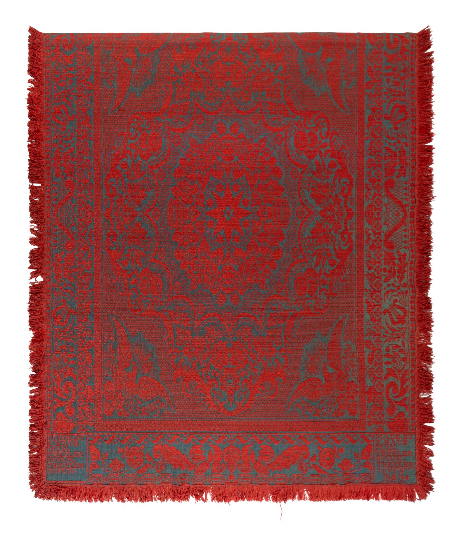 A Cotton and Wool Jacquard Coverlet by Ephraim Hausman