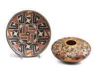 Pair of Polychrome Pottery, with Mesmerizing Designs