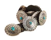 Navajo Silver and Turquoise Concho Belt
