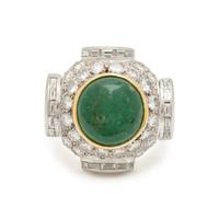 PLATINUM, DIAMOND, AND EMERALD RING