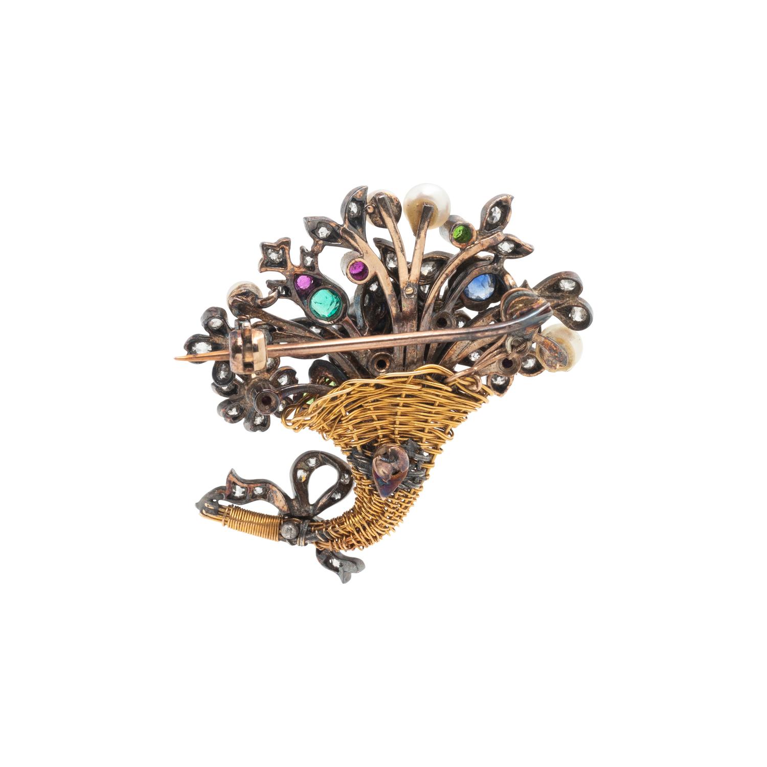 DIAMOND AND MULTIGEM JARDINIERE BROOCH