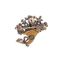 DIAMOND AND MULTIGEM JARDINIERE BROOCH