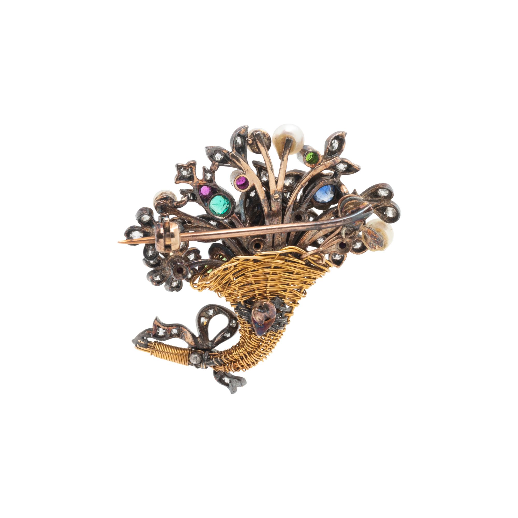 DIAMOND AND MULTIGEM JARDINIERE BROOCH