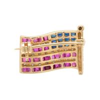 RUBY, DIAMOND AND SAPPHIRE AMERICAN FLAG BROOCH
