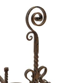 A Pair of Continental Wrought Iron Andirons