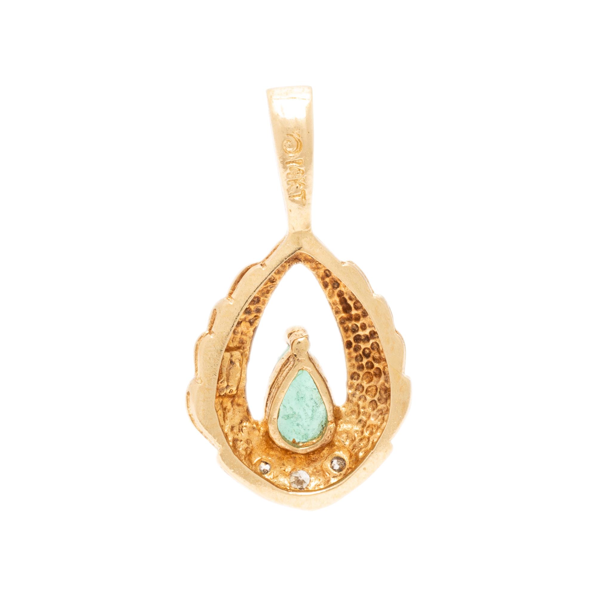 Emerald, Diamond, and Yellow Gold Ring and Pendant
