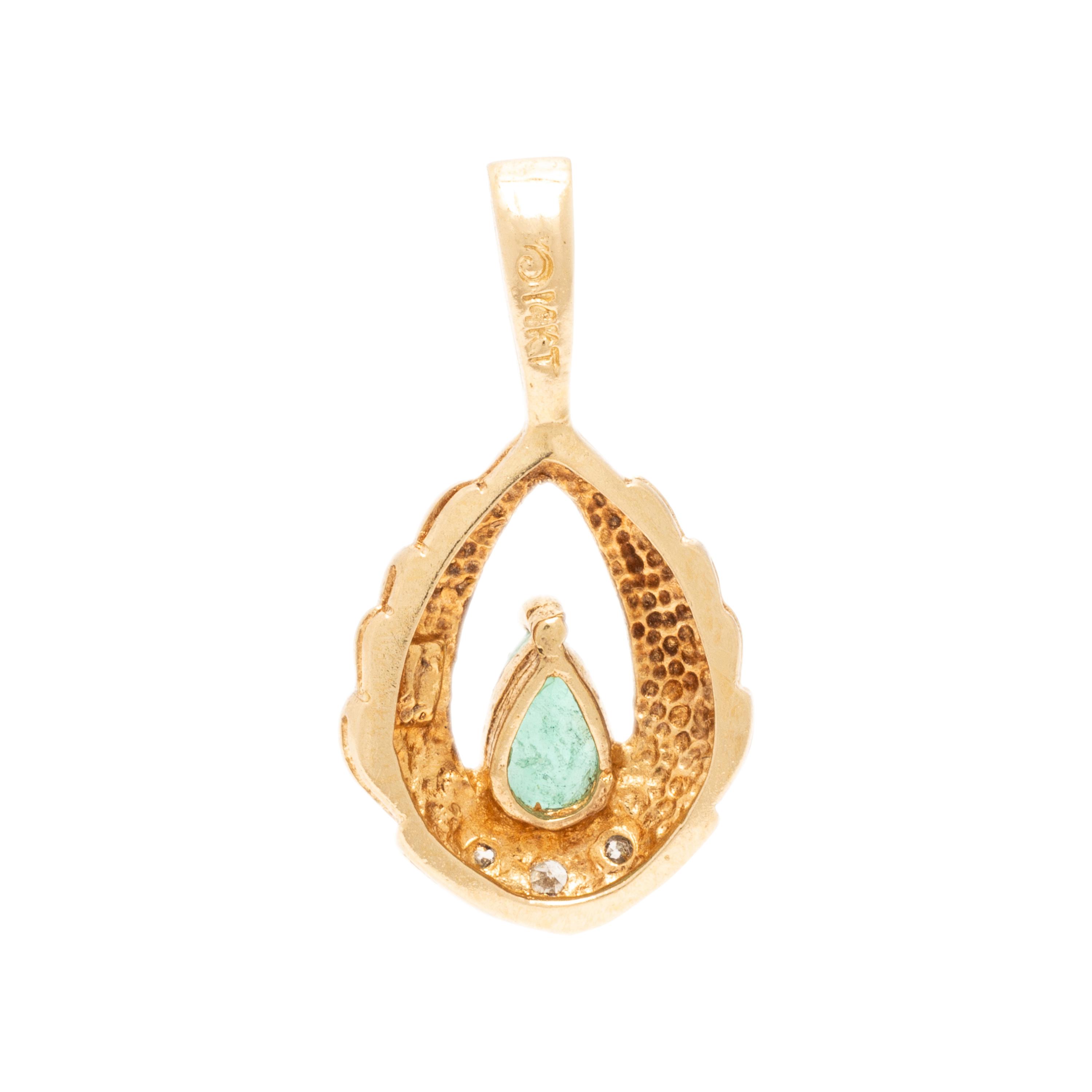 Emerald, Diamond, and Yellow Gold Ring and Pendant