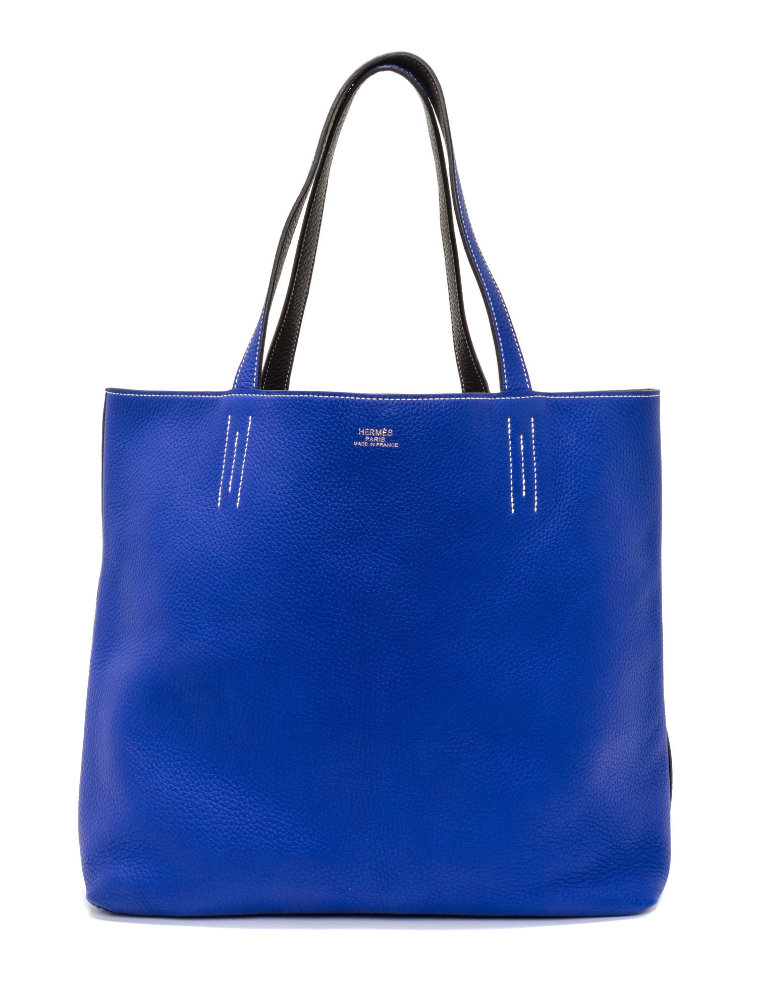 An Hermes Graphite/Bleu Electric 45cm Taurillon Clemence Double Sens Tote, 17.5" x 15.5" x 5".