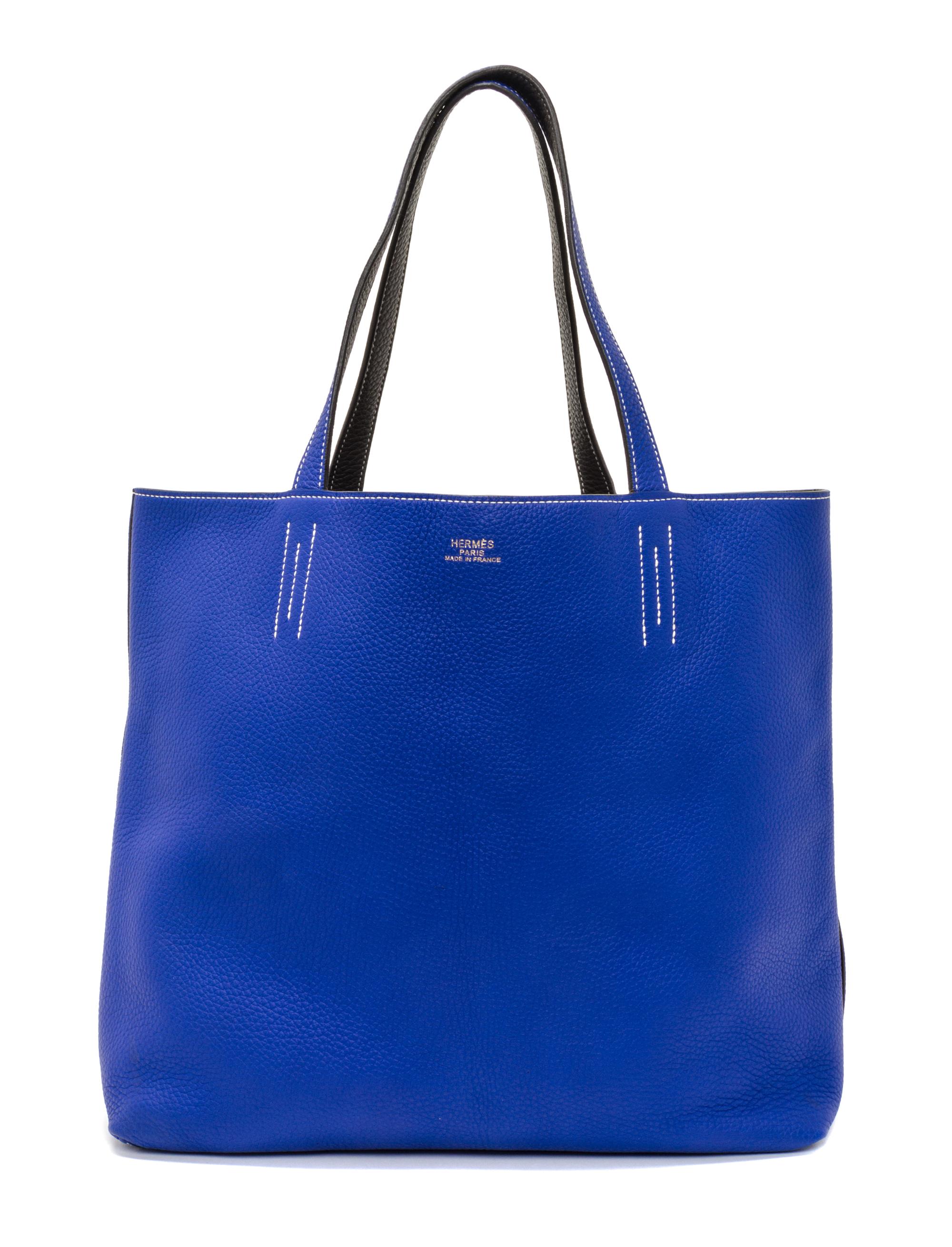 An Hermes Graphite/Bleu Electric 45cm Taurillon Clemence Double Sens Tote, 17.5" x 15.5" x 5".