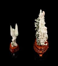 Two Chinese Pale Celadon Jadeite Carvings