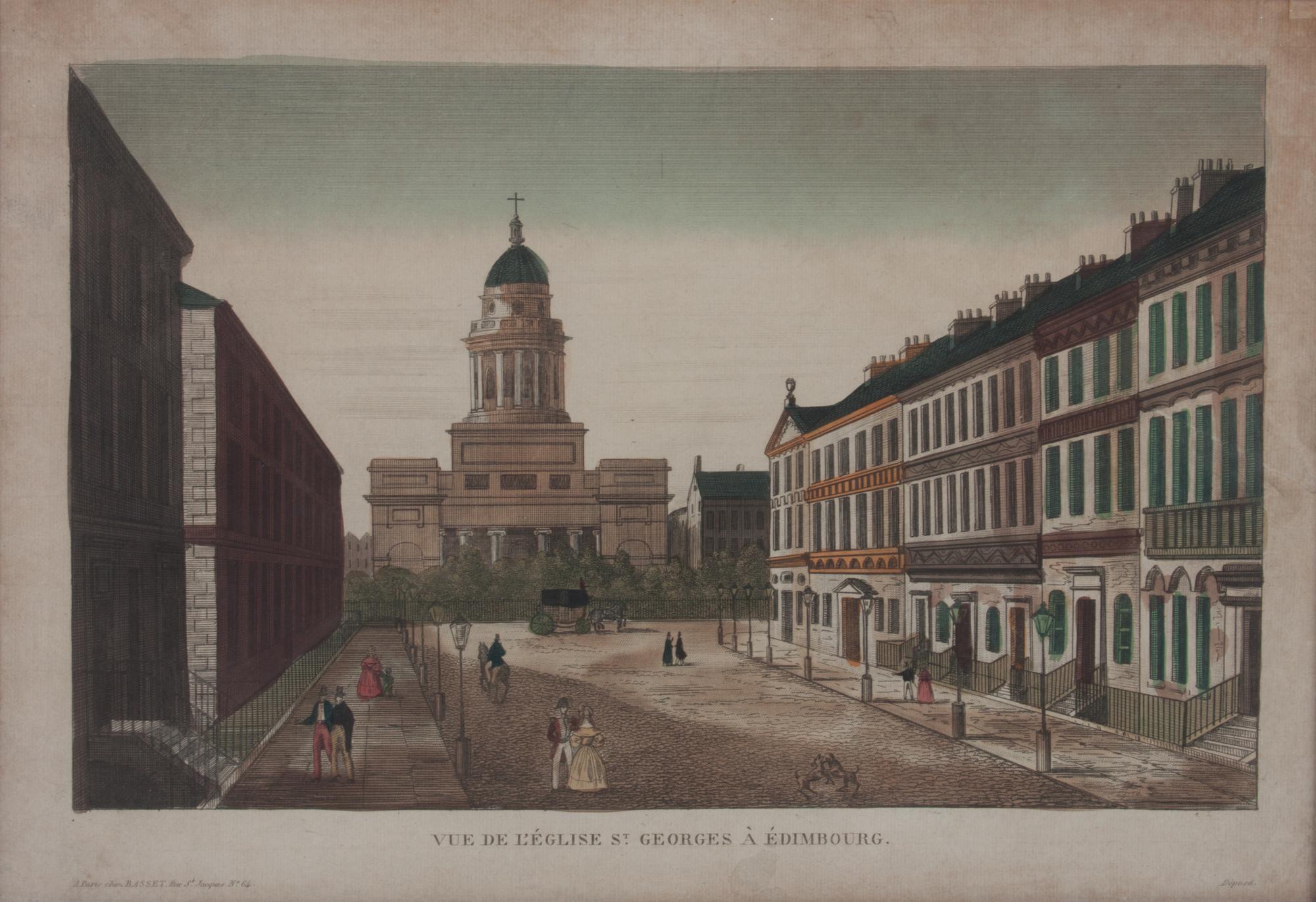 A Set of Four Hand-colored Engravings Each: 12 x 16 1/8 inches.