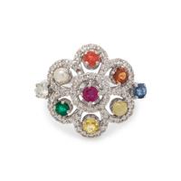 MULTIGEM AND DIAMOND NAVARATNA RING