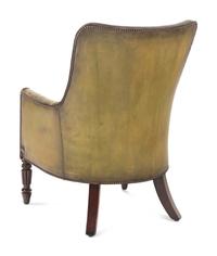 A Late William IV Mahogany Leather-Upholstered Armchair