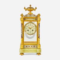 A French cloisonné enamel, gilt bronze, and onyx mantel clock Couaillet Frères, France, retailed by Bailey Banks & Biddle, Philadelphia, PA, circa 1900