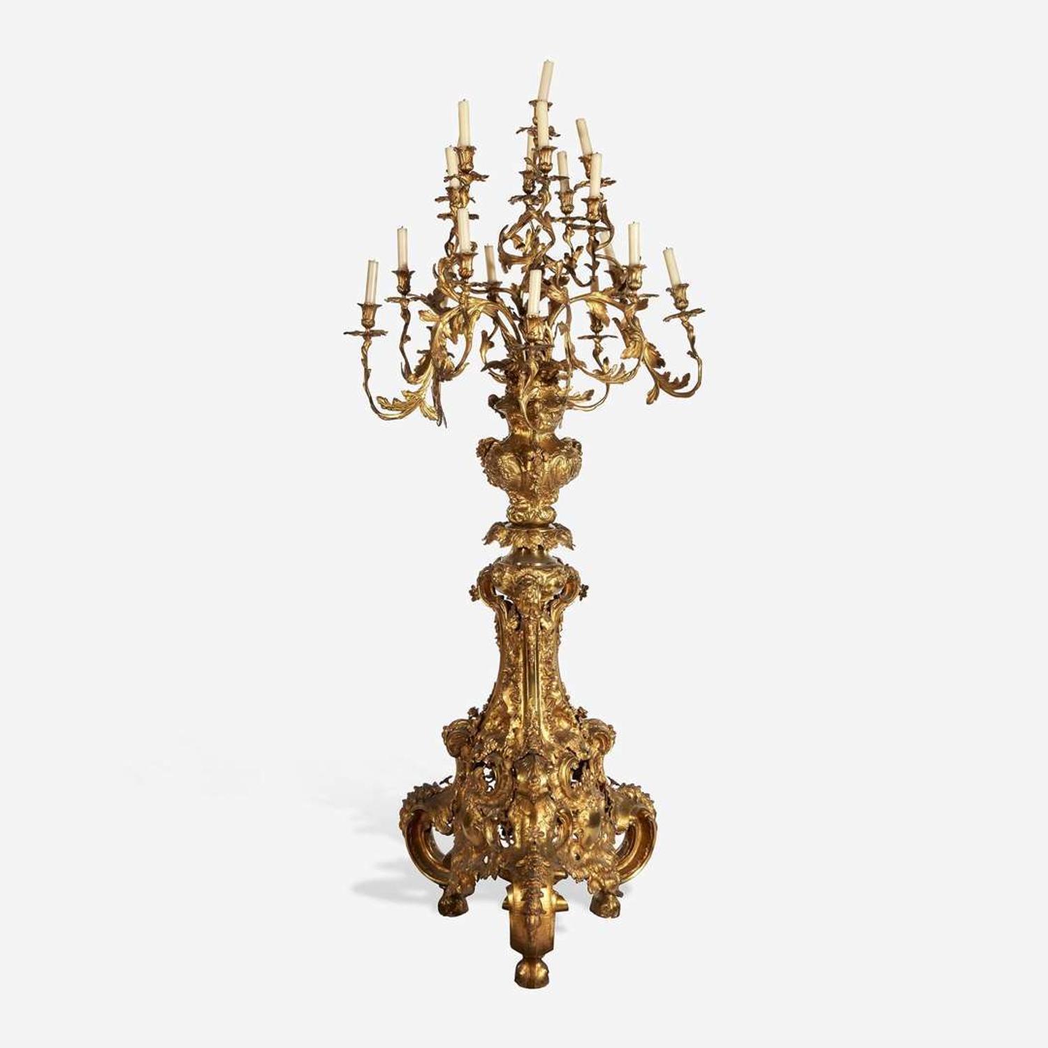 An Impressive Louis XV Style Gilt Bronze Nineteen-Light Torchère