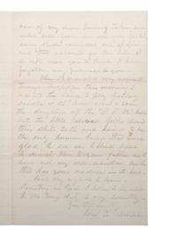 GILMORE, Charles D. (1816-1884). Autograph letter signed ("Chas. D. Gilmore"). "Near Cedar Mountain Va," 17 September 1863.