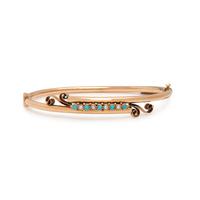 ANTIQUE, TURQUOISE AND SEED PEARL BANGLE BRACELET