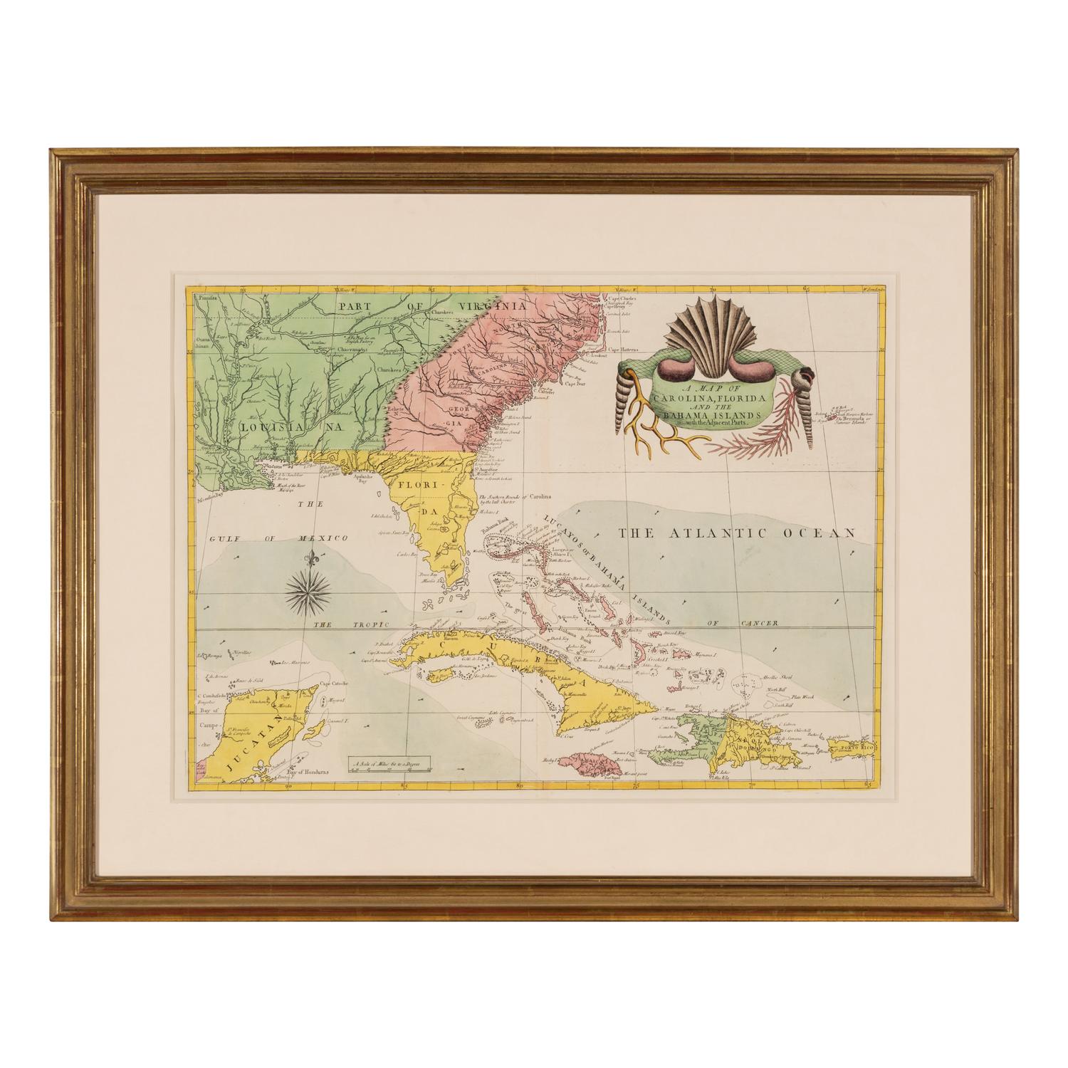 Mark Catesby's ' Map of Carolina, Florida and the Bahama Islands with Adjacent Parts'